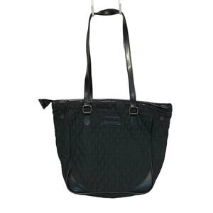 Barbour Quilted Tartan Plaid Lined Shoulder Bag Medium Black Casual